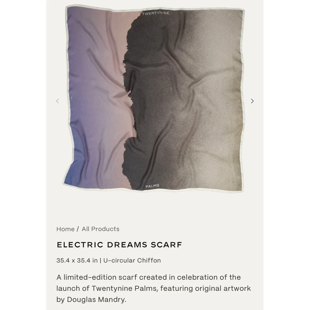 TwentyNine 29 Palms Jared Leto Chiffon Scarf Electric‎ Dreams Scarf 35.4 x 35.4